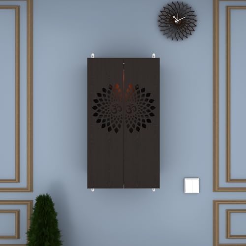 Image of Anikaa Spirit Engineered Wood Led Light Wall Temple Shelf Puja Stand Pooja Shelf Mandir Shelf for Office & Home Decoration - Wenge (D.I.Y - Do-It-Yourself)