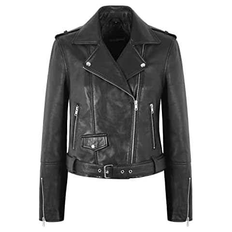 Women's Marlon Brando Real Leather Jacket Black Motorbike Fitted Biker Style 3738 (8) Cover