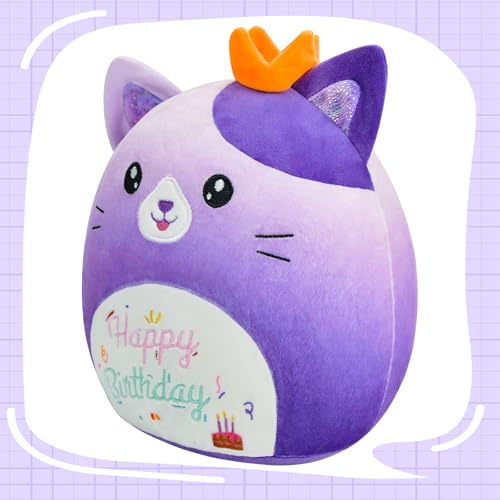 Image of Cat Stuffed Animal Cat Plush Toys 14 Inch Soft Plushies Pillow Cute Gradient Purple Plushies Room Decoration Birthday Gifts for Kids Toddlers Girls and Boys