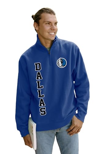 Blue 84 Dallas Mavericks NBA Officially Licensed Quarter Zip Sweatshirt Slam Dunk Team Color, Large
