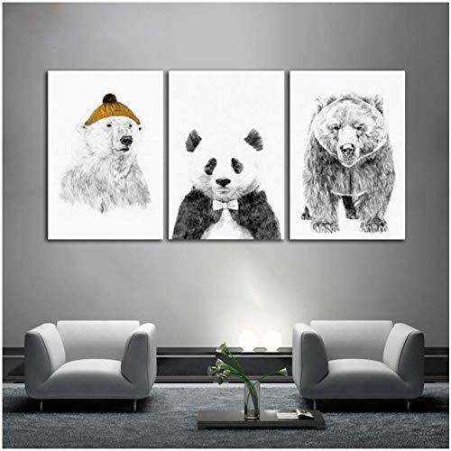 Ours Blanc Photo Peinture sur Toile minimaliste moderne pour salon sans cadre 50x70cm