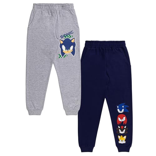 SONIC THE HEDGEHOG Paquete de 2 pantalones de chándal para niños, paquete de 2 pantalones deportivos, regalos sónicos para niños, multicolor, 9-10 años