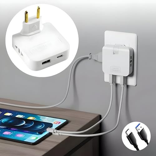 Adaptador Tomada Benjamin Articulado USB-C, Bivolt, Com 1 Entrada USB-C, 2 Entradas USB, Conecta 4 D