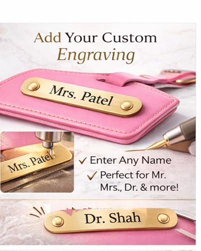 Image of Thebaegift Personalized Luggage Tag with Custom Name - Premium Vegan Leather Travel Tag - Engraved Name ID Tag for Suitcase, Backpack - Unique Gift for Travelers, Couples, Birthday & Anniversary