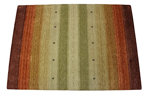 WAWA TEPPICHE Gabbeh Teppich Orange Grün Beige 100% Wolle 170x240 cm Orient Handgewebt Lr456