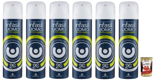 6x Infasil Uomo Derma48H Deodorante Deo Spray Dry,Trockenes GefĂĽhl, Langanhaltend 150ml + Italian Gourmet Polpa di Pomodoro 400g Dose