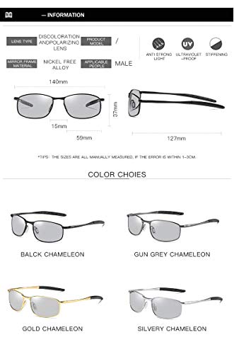 Feisedy B2444-XGU-FF Classic Polarized Photochromic Sunglasses Driving Photosensitive Glasses B2444 thumb #6
