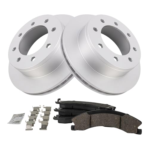 Image of TRQ Rear Brake Pad and Rotor Set Ceramic G Coated Rotors Compatible with 2009 GMC Savana 3500