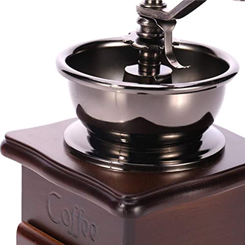 SXLCKJ Holz Manuelle Kaffeemühle Antik Gusseisen Handkurbel Kaffeemühlen mit Mahlgradeinstellungen & Catch Dr(Crusher) – Bild 5