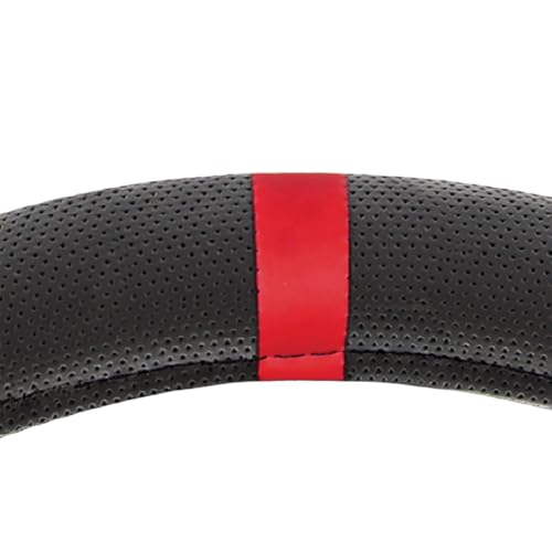 Image of Red Bull Racing Steering Wheel Cover - Universal Fit, Perforated Leather with Cloth Grips, Sporty Design, Protects & Enhances Your Vehicle's Style (RBSWC002MVBR)