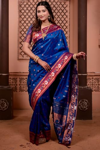 Image of SGF11 Women's Kanjivaram Pure Soft Silk Saree With Unstitched Blouse Piece