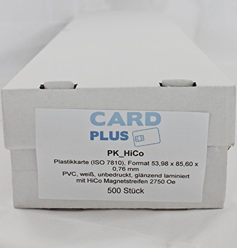 CardPlus PVC Plastikkarte mit HiCo Magnetstreifen 2.750Oe, weiß (VPE 500 Stk.) Cover