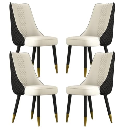 Image of Dream Furnishing - Set of 2 Dinning Chairs Elegant & Luxury Looks Strong Metal Frame Legs for Home Cafe Office Hotel (Black-Ivory Set of 2)