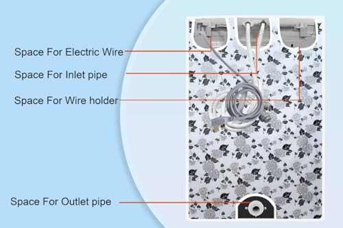 Image of Stylista PVC Washing Machine Cover Compatible for IFB 6.5 KG Fully-Automatic Front Loading ELENA SXS 6510, Waterproof and Dustproof, Floral Pattern Black & White