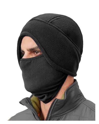 Zylioo XL-XXL Fleece Fahrradmütze Wintermütze Helm-Unterziehmütze mit Maske,Unterhelm Mütze Bike Cap für für Laufen Skifahren Radfahren Snowboarden Motorradfahren