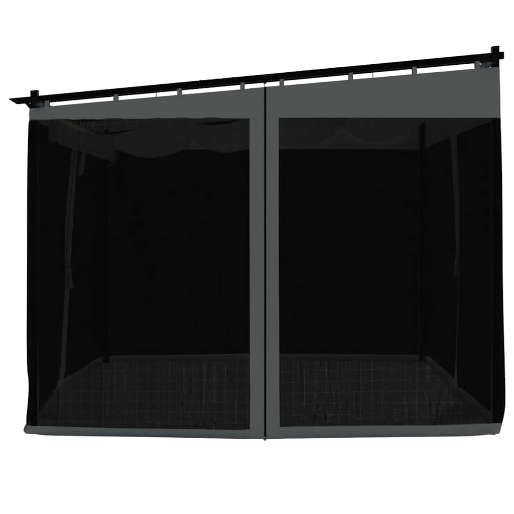Pawilon ze ścianami z siatki, antracyt, stal 3 x 3 m | Wysuwany dach z poliestru, 4 ściany boczne z zamkiem błyskawicznym, rama aluminiowa i stalowa, 296 x 296 x 230 cm