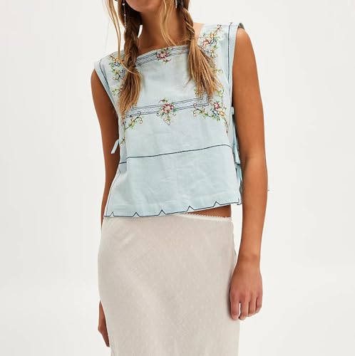 Womens Slim Fit Camisole Tank Top Vest Y2k Embroidered Summer Going Out Aesthetic Cami Sleeveless Shirts Crop Tops2