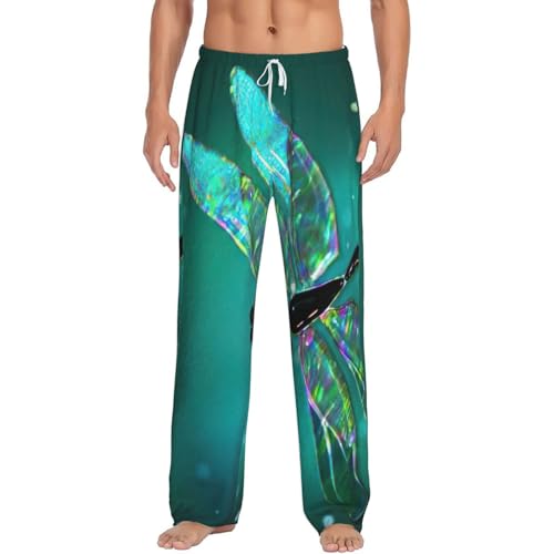 Pantalon de pyjama en polaire pour homme imprimé libellule et poches