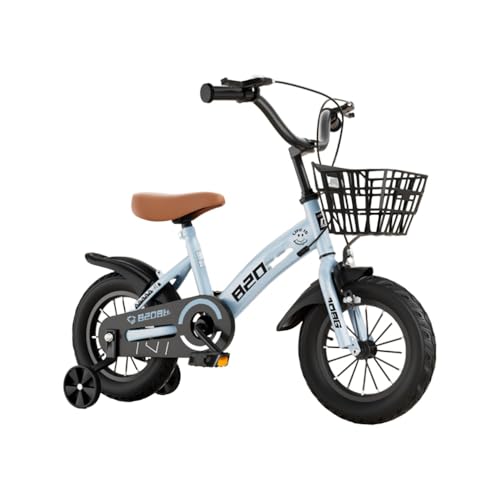MORLU 子ども自転車 12 14 16インチ 補助輪付き 子供用 可愛い 女の子 幼児用自転車 組み立て簡単 2 〜 7歳 低学年 男の子 高さ調節可能 カゴ付 キックスタンド 誕生日 プレゼント ギフト (ブルー,12インチ)