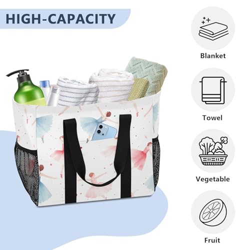 Nander Ballet Dancer Girl Foldable Tote Bag Waterproof Sandproof Women Beach Bag Handbag Gym Bag Travel Shopping Bag4
