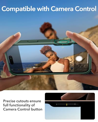 Image of ESR for iPhone 16 Plus Phone Case with Stand, 23ft Military-Grade Drop Protection with Camera Control, Shock-Absorbing Rugged Cover, Compatible with MagSafe Accessories, Cyber Series, Light Green