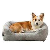 Furry's Paradise Foam Cuddler Waterproof Bolster Pet Bed with Reversible Cushion, Recycled Fibers and Non-Slip Bottom. (Gray Paisley, Orthopedic Small)