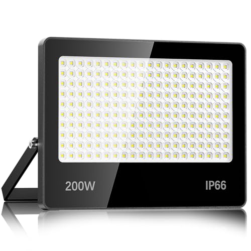 Faretto LED Da Esterno 200W - 20000LM 6500K Super Luminoso Bianco Freddo Faro LED Esterno, IP66 Impermeabile Luce Di Sicurezza per Stadio, Patio, Strada, Garage