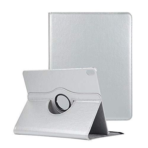 iPad Pro 12.9 PU Leather Case,Yimiky 360 Degrees Rotating Tablet Lightweight Slim Fit Cover with Multi Angle viewing Stand Function for iPad Pro 12.9 inch 2018 Release(Silver)