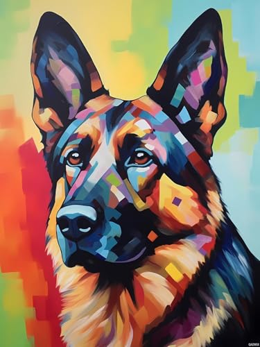 Peinture diamant berger allemand coloré idée cadeau loisir créatif pour adulte