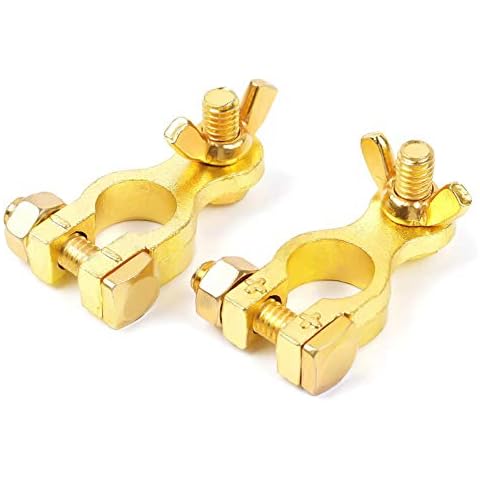 High Current Battery Terminals Durable Battery Car Battery Terminals Positive & Negative Copper Battery Terminal Connectors Terminal Clamps Quick Release for Motorcycle Van Car Battery Car Ship Cover