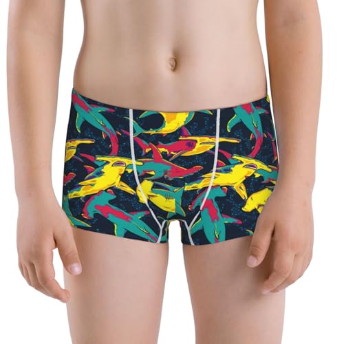 Boys' Cotton Boxer Brief Soft Underwear-Colorful Sharks