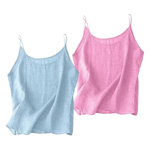 Top sans manches femme en coton lin le lot de 2 débardeurs basiques