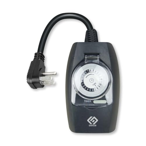 OSKOS 24 Hour Outdoor Light Timer-programmable in 30 min intervals, Allowing up to 48 on/Off Settings per Day. Features Grounded Outlet, Ideal for Home use and Garden Lighting. Rated 10A UL Listed
