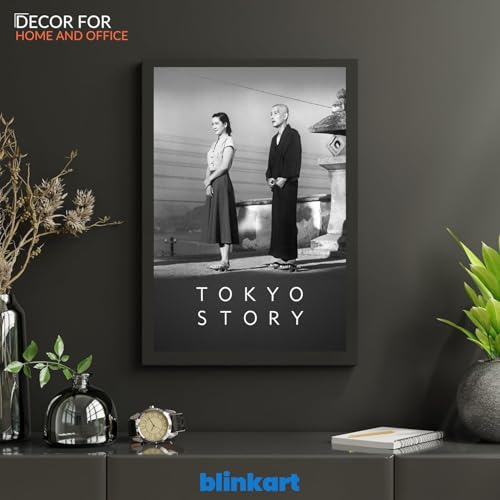Image of BLINKART Tokyo Story (1953) Movie Poster Frame 12x18 Inch | Premium 300 GSM Paper Wall Print | Mid Century Vintage Film Artwork for Home, Bedroom, Living Room, Office | Framed Photo Decor