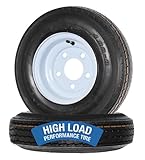 eCustomrim 2-Pack Trailer Tire On Rim 480X8 4.80-8 480-8 Load Range C 5 Lug White Wheel - 2 Year Warranty w/Roadside