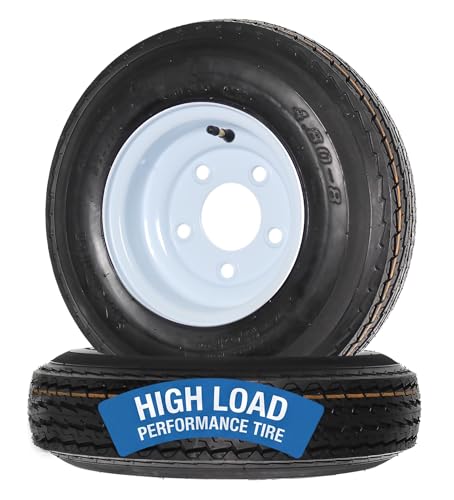 eCustomrim 2-Pack Trailer Tire On Rim 480X8 4.80-8 480-8 Load Range C 5 Lug White Wheel - 2 Year Warranty w/Free Roadside