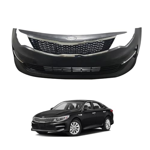 Optima LX EX Front Bumper Cover Kit Fits 2016 2017 2018 Kia Optima LX EX Hybrid Sedan 2.4L 1.6L 2.0L W/Upper Grille Lower Grill & Molding Trim - Full Body Set