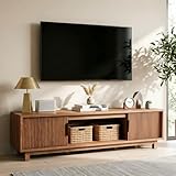 Alpen Fluted TV Stands for Living Room, 58' Mid Century Modern Entertainment Center with Storage, Brown Walnut TV Console for 55/60/65 Inch TV, Wood Television Media Cabinet for Bedroom