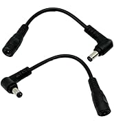 UpperFu 2pcs DC Power Plug 5.5mm x 2.5mm Male Right Angle to 5.5mm x 2.1mm Female Adapter Extensi...