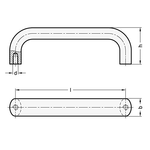 Ganter Normelemente | Bügelgriffe - GN 565-26-128-SW | Aluminium | schwarz strukturmatt | Breite 26mm |1 Stück