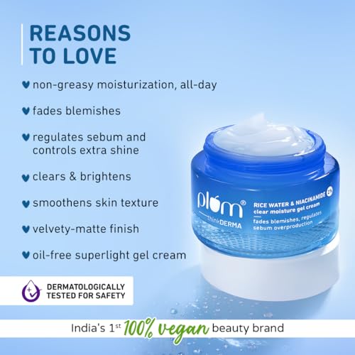 Plum 2% Niacinamide & Rice Water Oil-Free Gel Cream Moisturizer | All-Day Non-sticky Hydration | Brightens, Fades Blemishes & Dark Spots | Light |... - Image 3