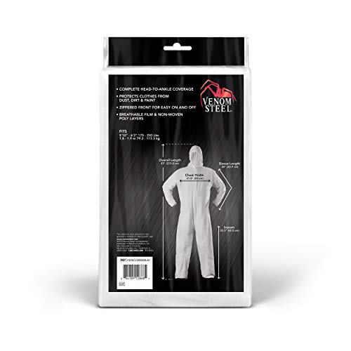 Image of Venom Steel Disposable Heavy Duty Coverall, Hooded with Elastic Wrist and Ankles, 2XL Size, White