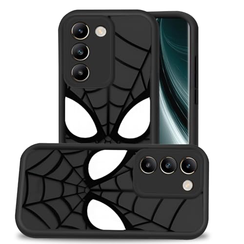 Image of AESTMO Back Case Cover for Vivo Y200E 5G / T3 5G Cover | Spidey Face Mask Design | Silicone Case | Full Body Protection | Camera Protection Back Cover for Vivo Y200E 5G / T3 5G (Black)