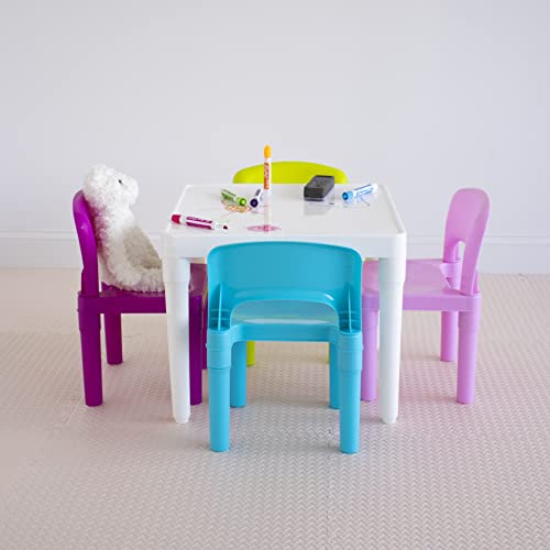 Tot Tutors Kids' 5 Piece Square Table and Chair Set