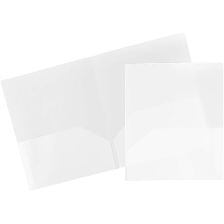 JAM PAPER 2 Pocket Pop Folders - Durable Plastic School Folders (Clear, 6-Pack)