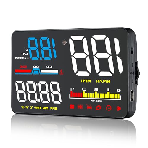 Windshield Projector Electronic Car Speedometer Tachometer with Overspeed Alarm Improve Driving Comfort &
