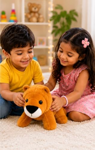 Image of Cute Lion Soft Toy for Kids, Ultra Soft Plush Stuffed Animal Toy, Huggable Cuddly Teddy for Boys & Girls, Birthday Gift, Home Decor, Brown Lion Plush 18 cm