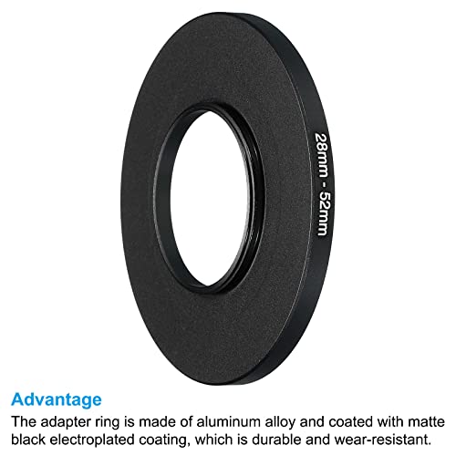 PATIKIL 28mm-52mm Metal Step Up Ring, Camera Lens Filter Adapter Ring Aluminum Filter Adapter Ring for Camera Lenses Hood Black - Image 4