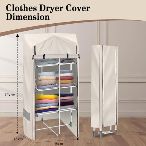 Rilime Accessories Set for 3-Tier Heated Clothes Airer, 500D Heated Clothes Airer Cover, Windproof UV-Resistant Oxford Fabric for Heated Clothes Dryer (only cover) 75 * 73 * 137cm - Image 2