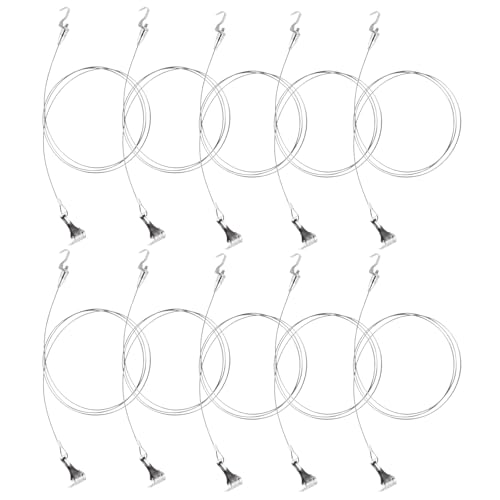 Image of STARVAST 10 Pack Sturdy Picture Rail Hanging System, Stainless Steel Adjustable Picture Hanging Hardware Kit for Wall Pictures, Art Gallery Display, 44 lb Max Load, 78 in Length Cable with Loop